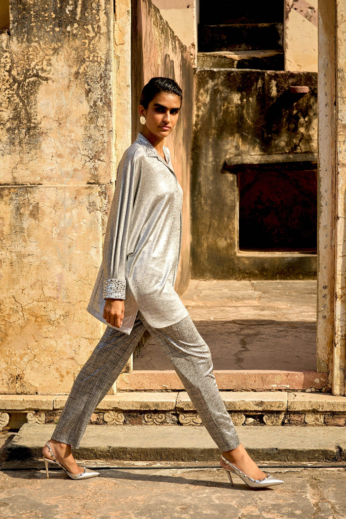 SILVER KNIT PANT - dash and dot dash and dot