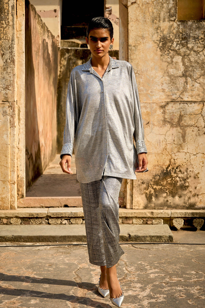 SILVER KNIT PANT - dash and dot dash and dot