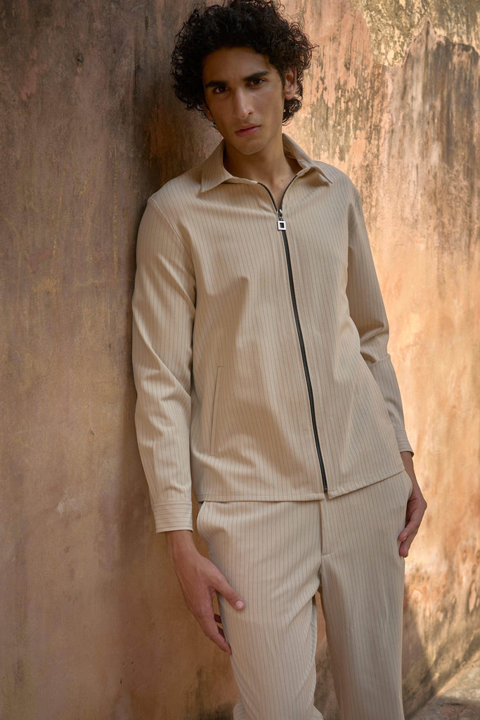 PINSTRIPE ZIP SHIRT - dash and dot dash and dot