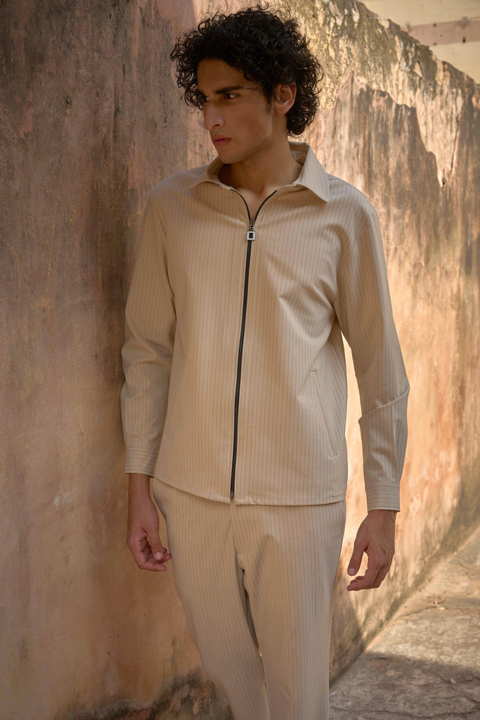 PINSTRIPE ZIP SHIRT - dash and dot dash and dot