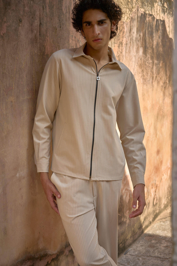 PINSTRIPE ZIP SHIRT - dash and dot dash and dot