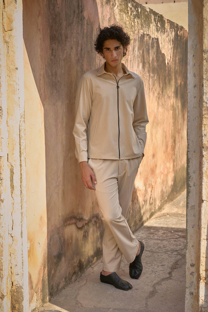 PINSTRIPE ZIP SHIRT - dash and dot dash and dot