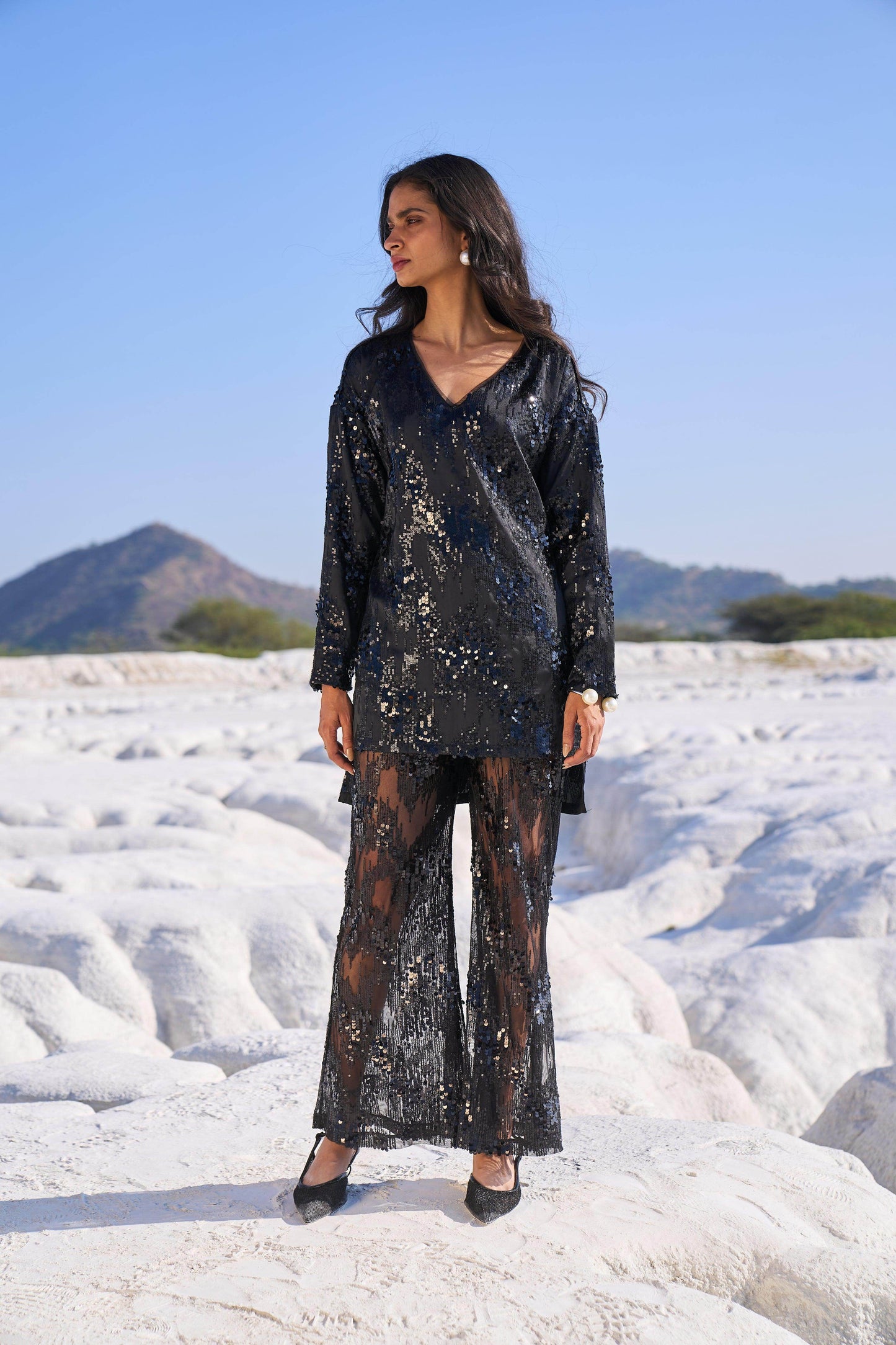 SEQUIN SHIRT AND SHEER SET - dash and dot