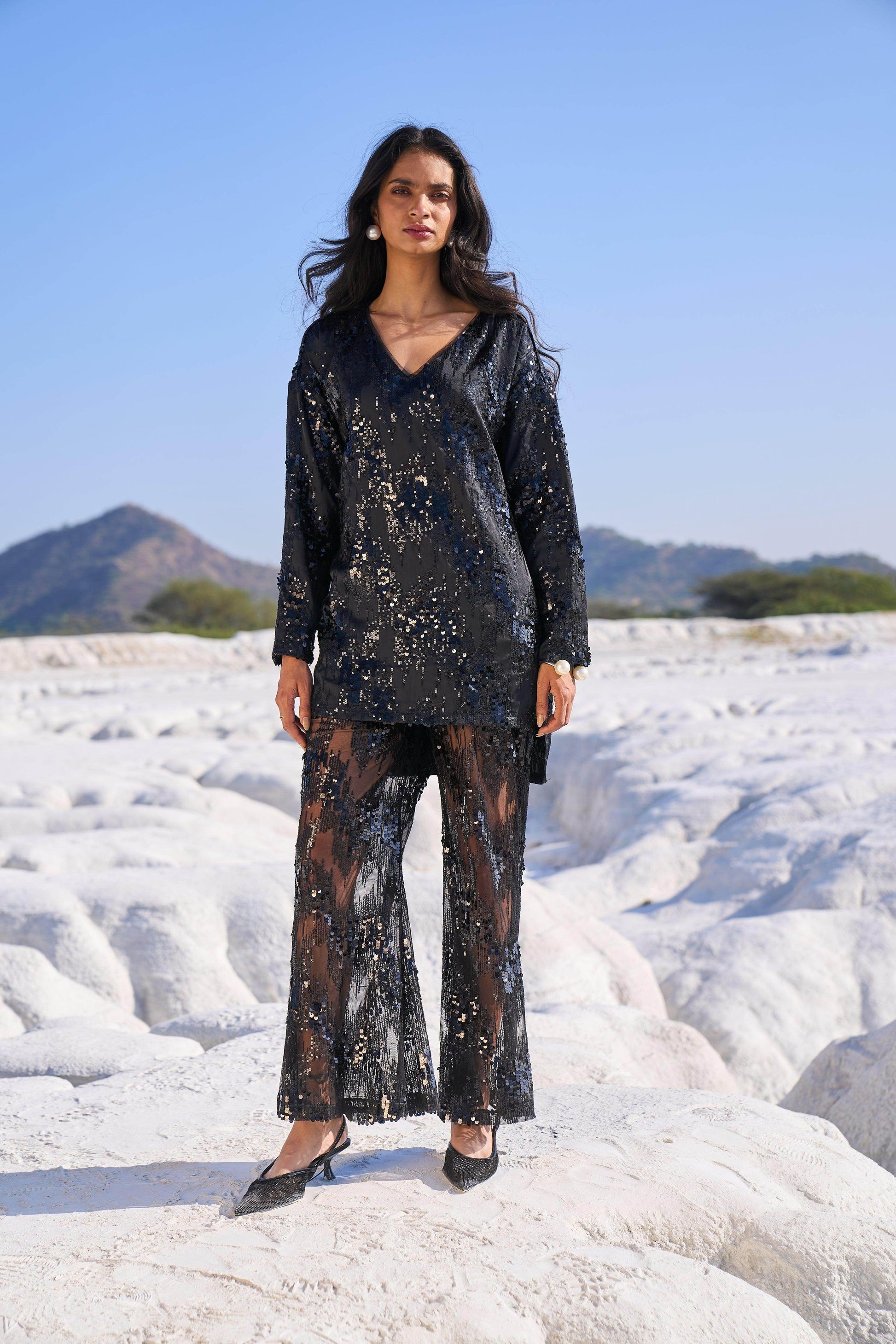 SEQUIN SHIRT AND SHEER SET - dash and dot