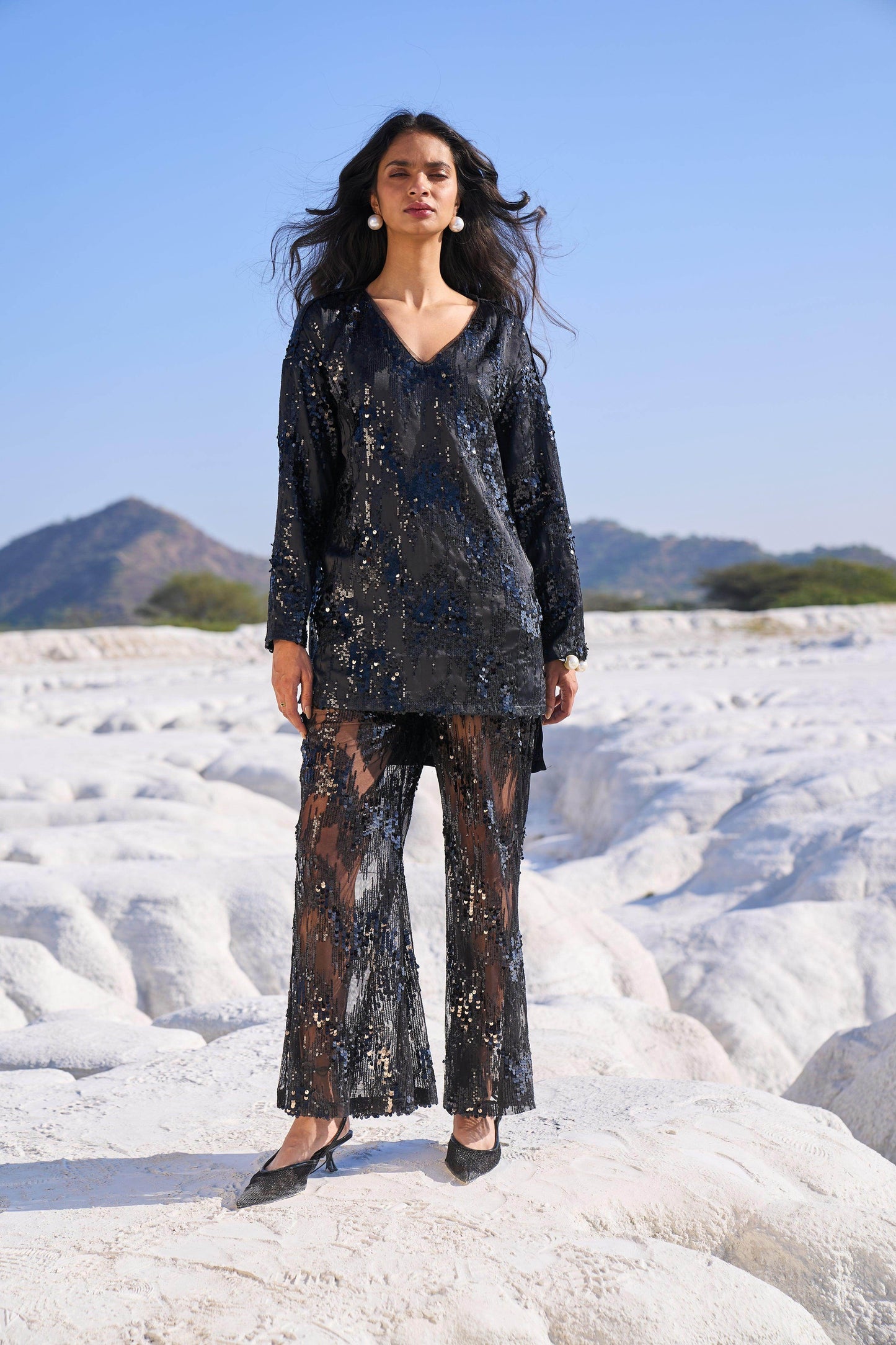 SEQUIN SHIRT AND SHEER SET - dash and dot