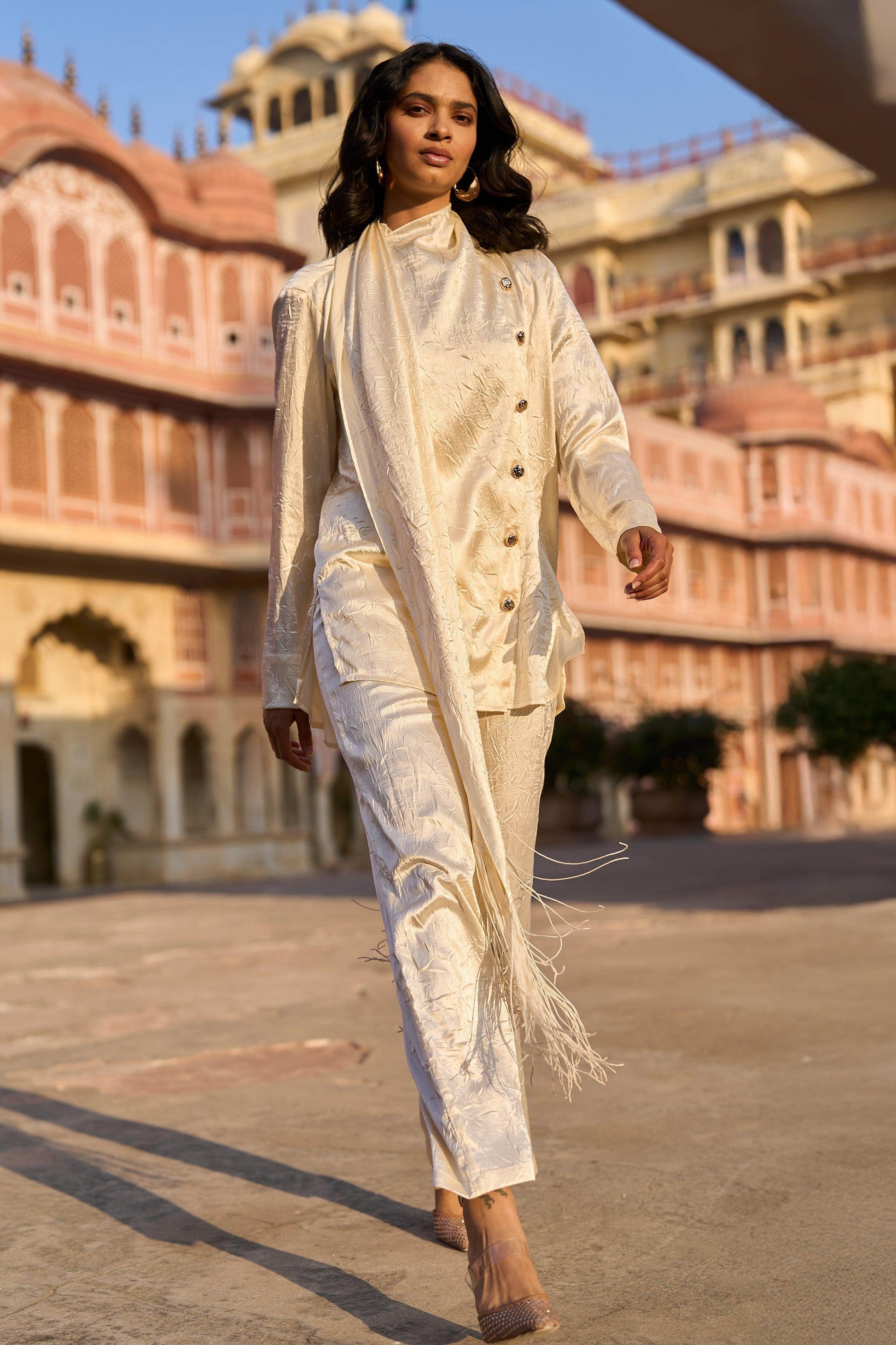 CRUSHED DRAPED SCARF AND PANT - dash and dot