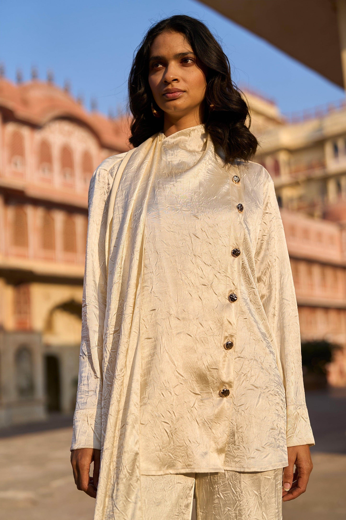 CRUSHED DRAPED SCARF AND PANT - dash and dot