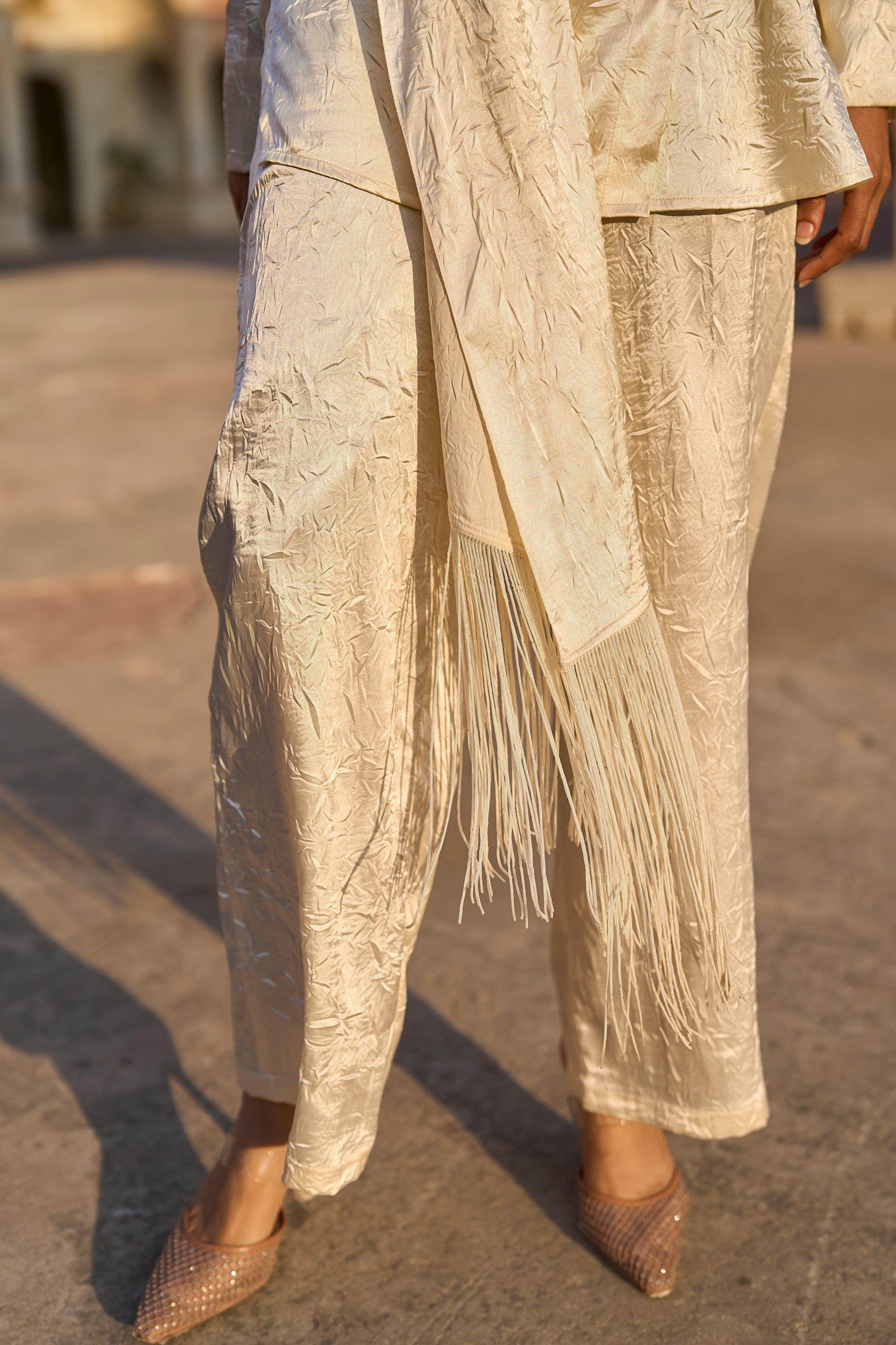 CRUSHED DRAPED SCARF AND PANT - dash and dot