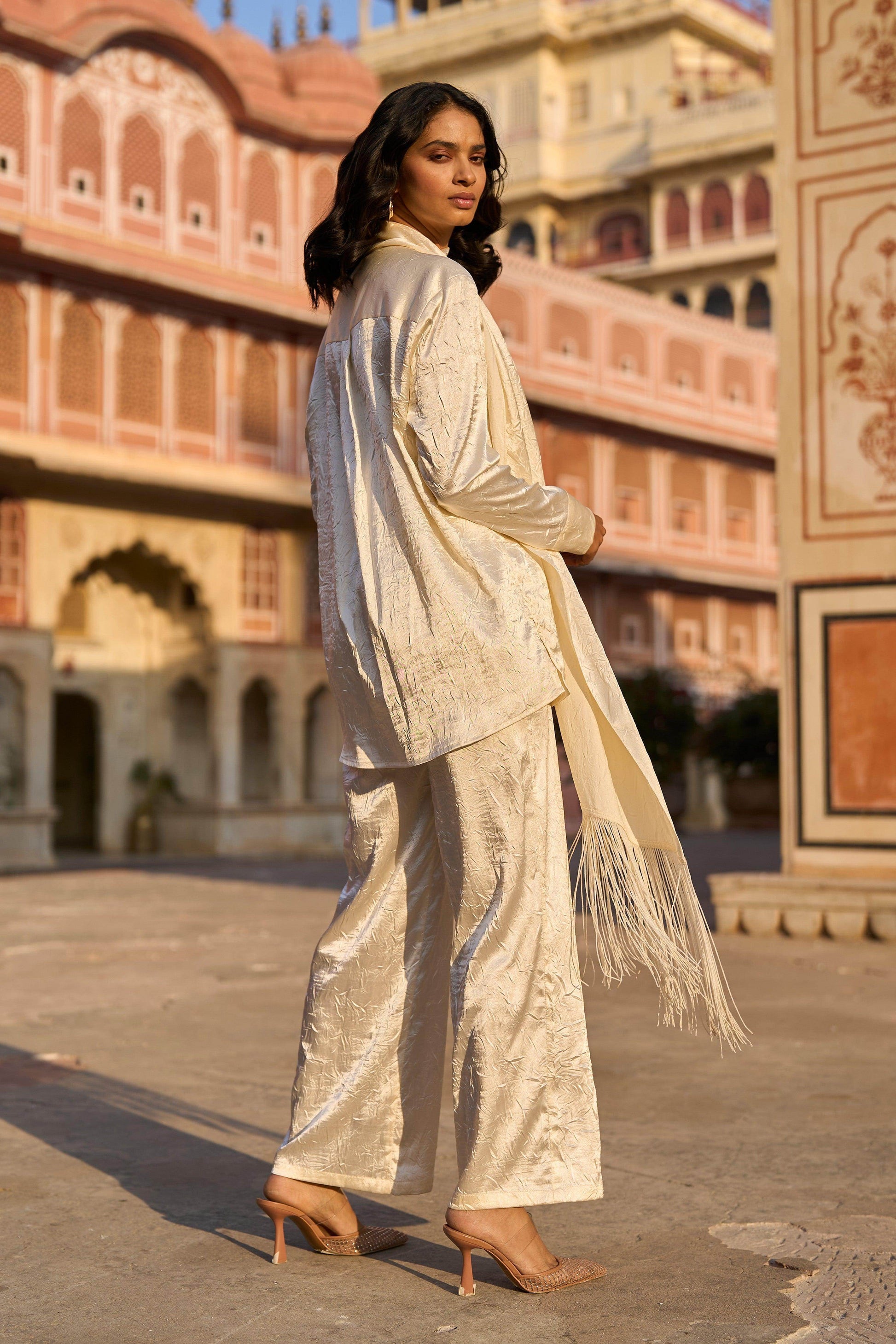 CRUSHED DRAPED SCARF AND PANT - dash and dot