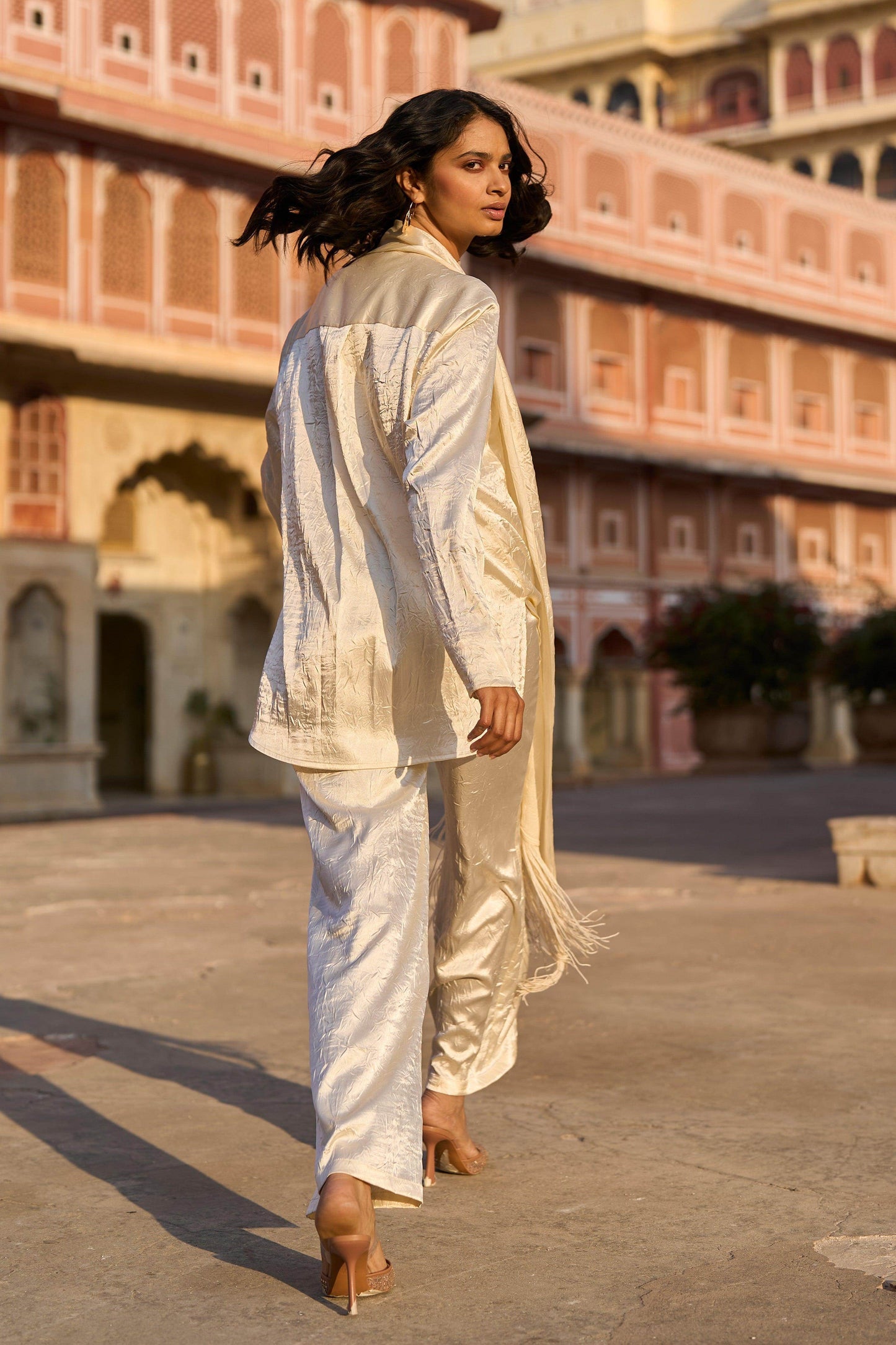 CRUSHED DRAPED SCARF AND PANT - dash and dot