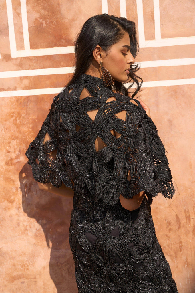 METALLIC LACE CAPE - dash and dot dash and dot