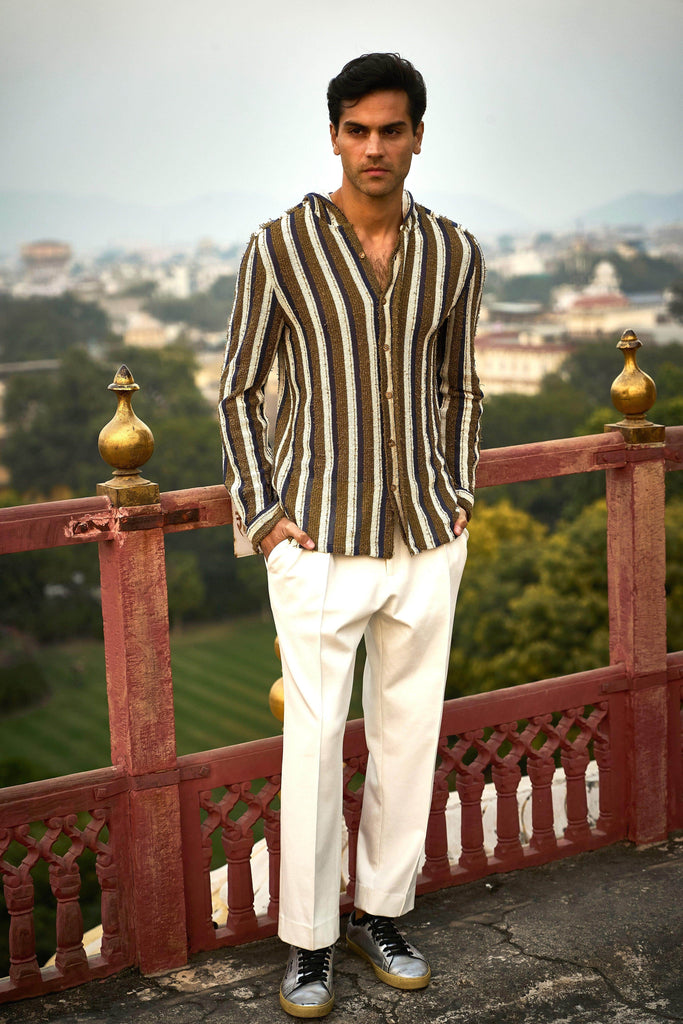 KNIT STRIPE HOODIE SHIRT - dash and dot dash and dot