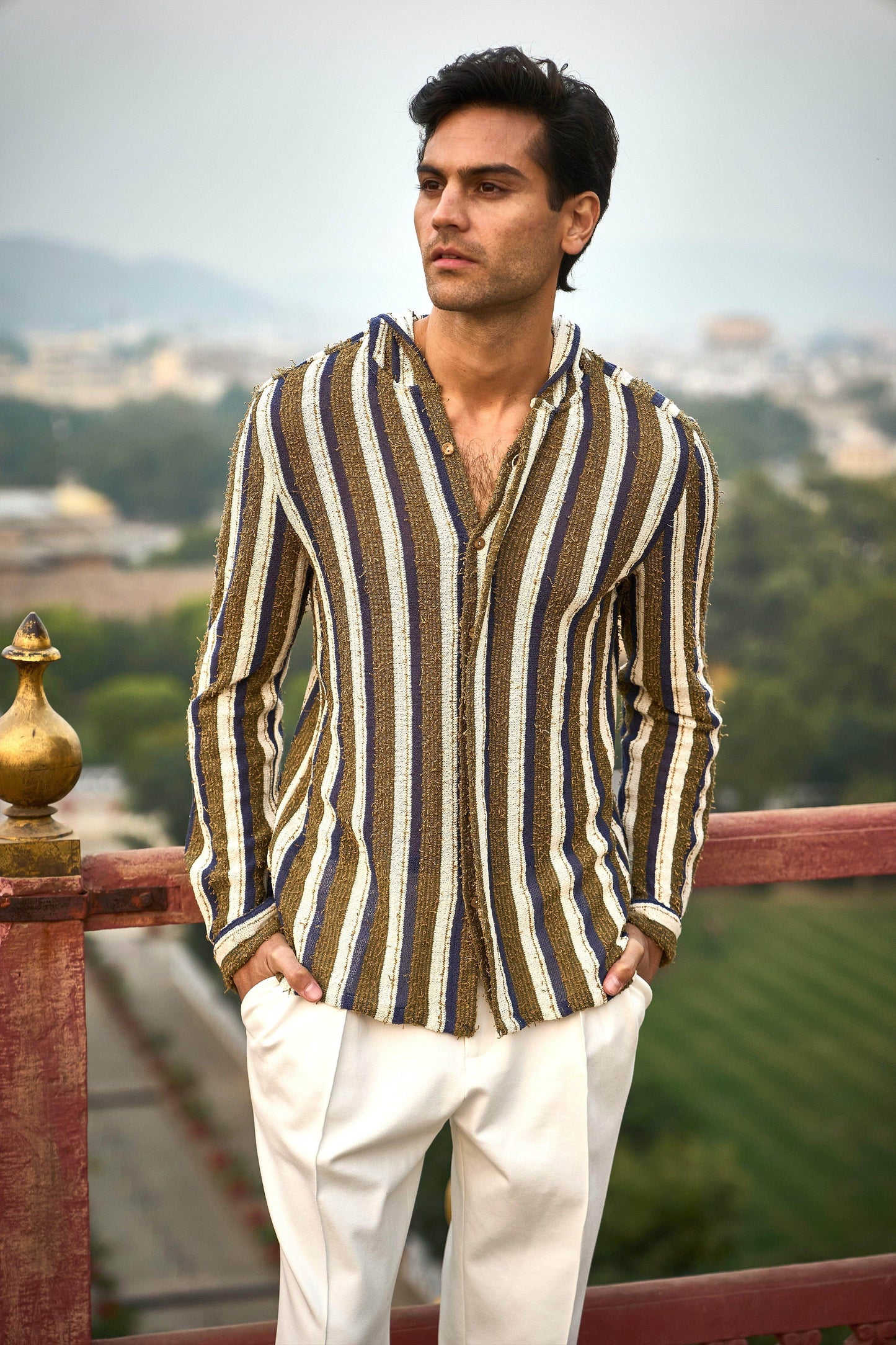 KNIT STRIPE HOODIE SHIRT - dash and dot