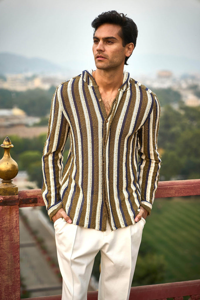 KNIT STRIPE HOODIE SHIRT - dash and dot dash and dot