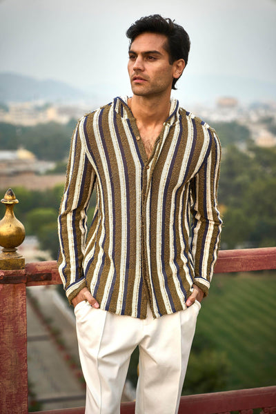 KNIT STRIPE HOODIE SHIRT - dash and dot