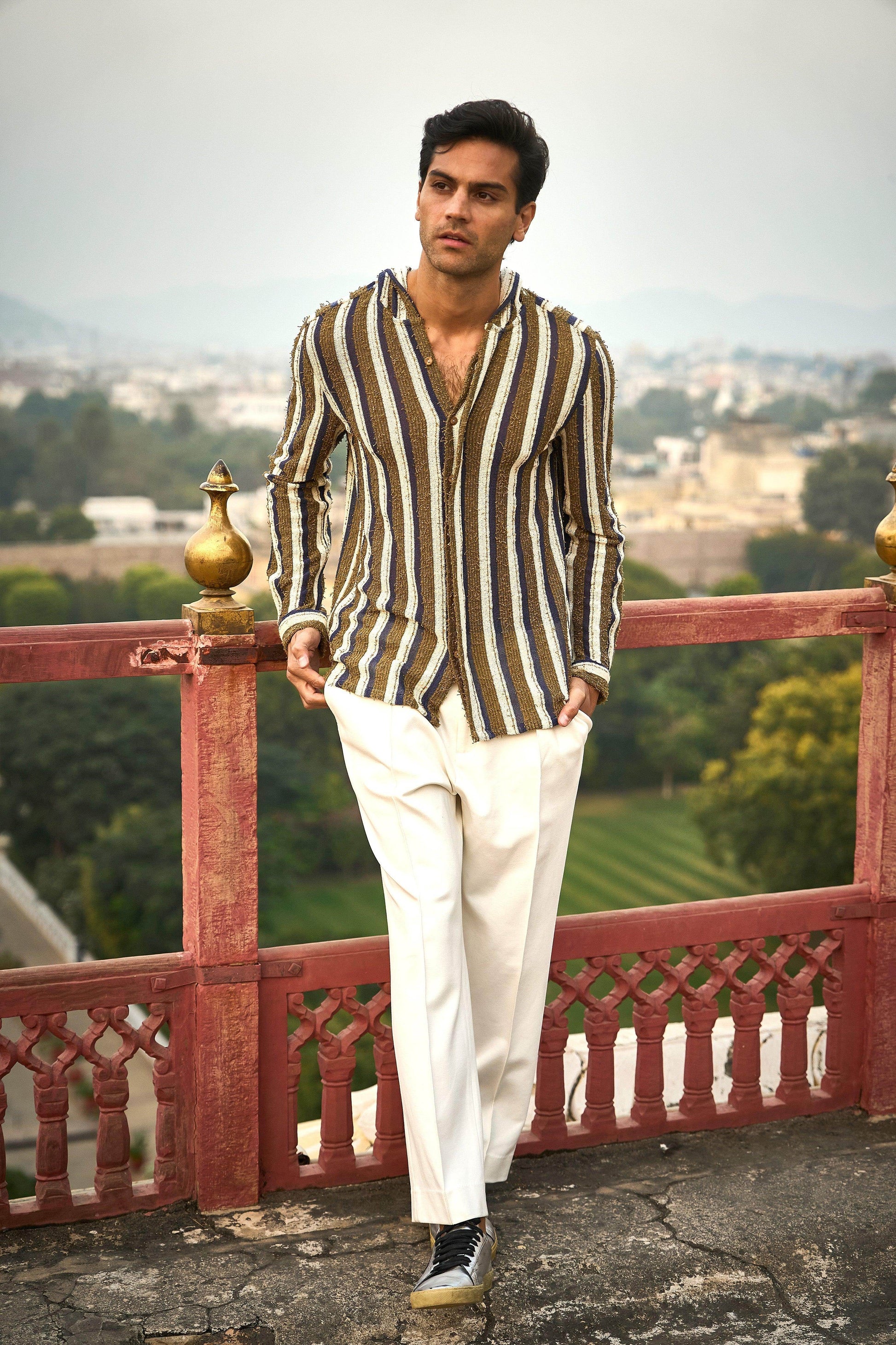 KNIT STRIPE HOODIE SHIRT - dash and dot