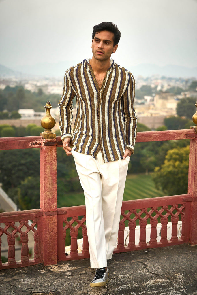 KNIT STRIPE HOODIE SHIRT - dash and dot dash and dot