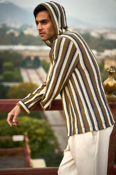 KNIT STRIPE HOODIE SHIRT - dash and dot