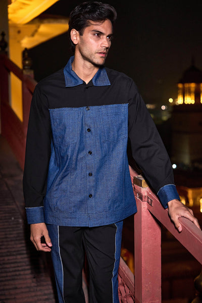 BLACK/INDIGO SHIRT - dash and dot