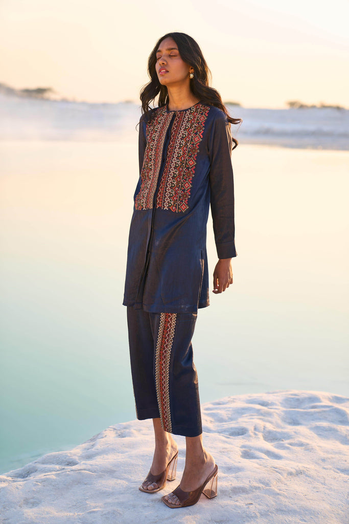 GEOMETRIC EMBROIDERED PANT SET - dash and dot dash and dot