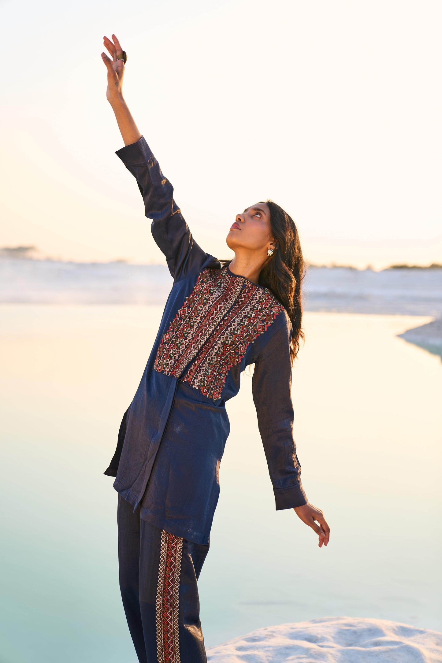 GEOMETRIC EMBROIDERED PANT SET - dash and dot