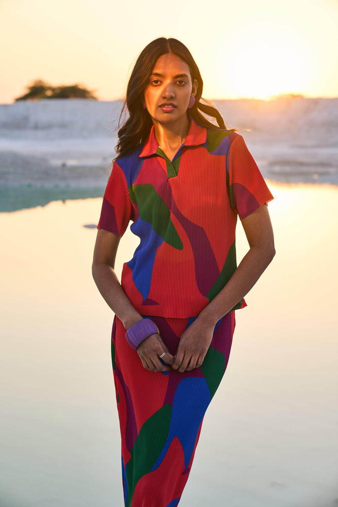 ABSTRACT PLEAT SKIRT SET - dash and dot dash and dot