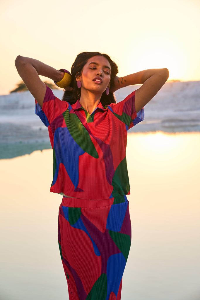 ABSTRACT PLEAT SKIRT SET - dash and dot dash and dot