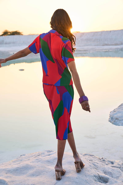 ABSTRACT PLEAT SKIRT SET - dash and dot