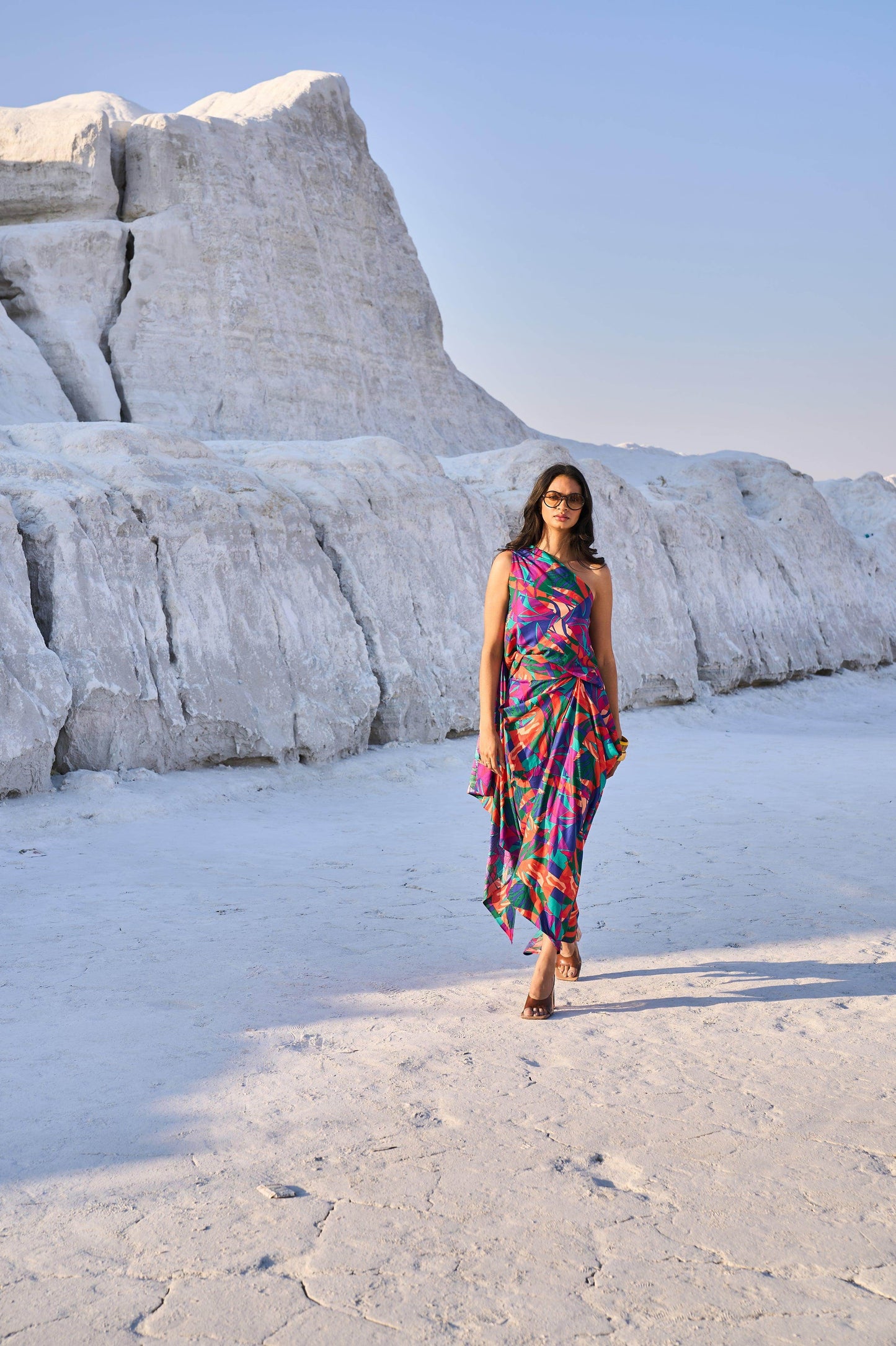 ABSTRACT PRINTED DRAPE SKIRT - dash and dot