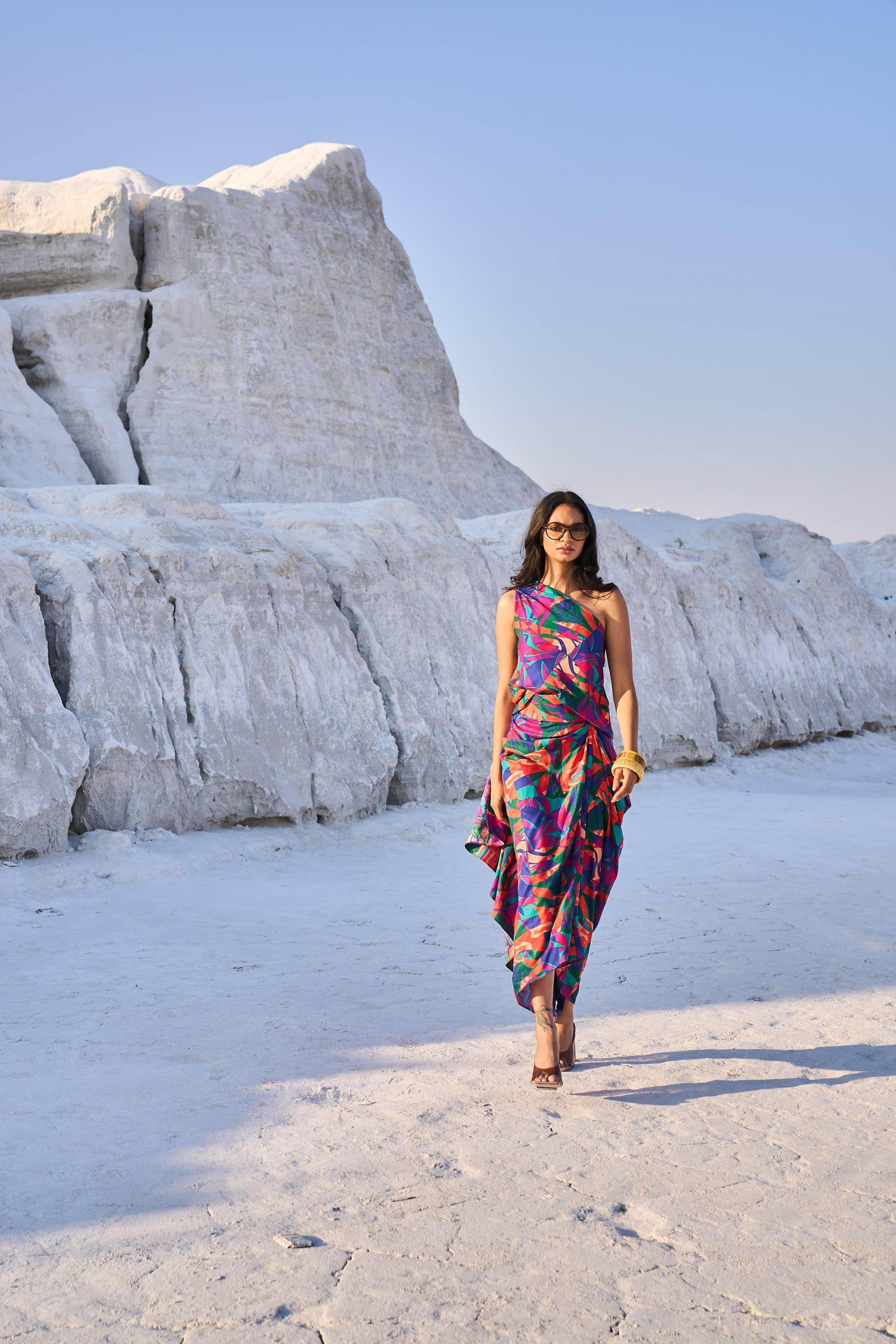 ABSTRACT PRINTED DRAPE SKIRT - dash and dot