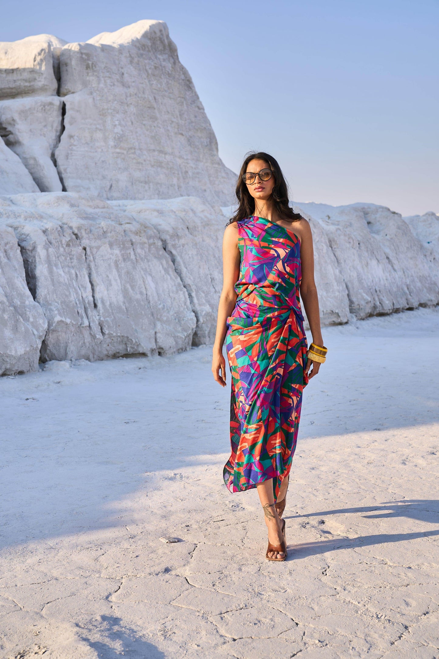 ABSTRACT PRINTED DRAPE SKIRT - dash and dot