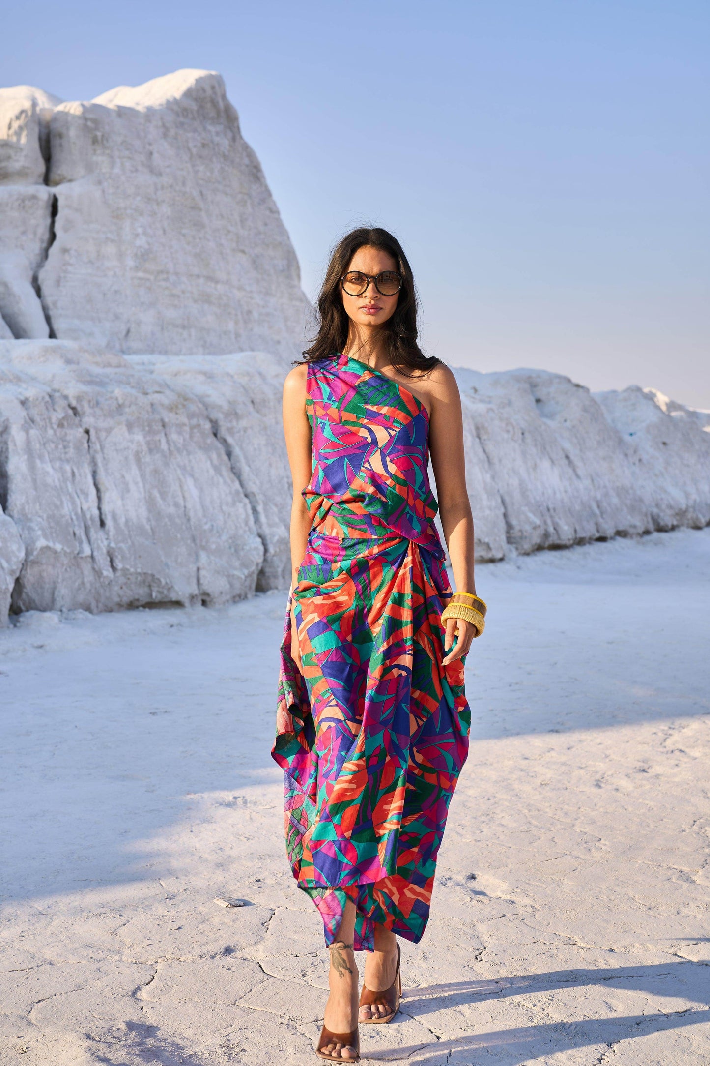 ABSTRACT PRINTED DRAPE SKIRT - dash and dot