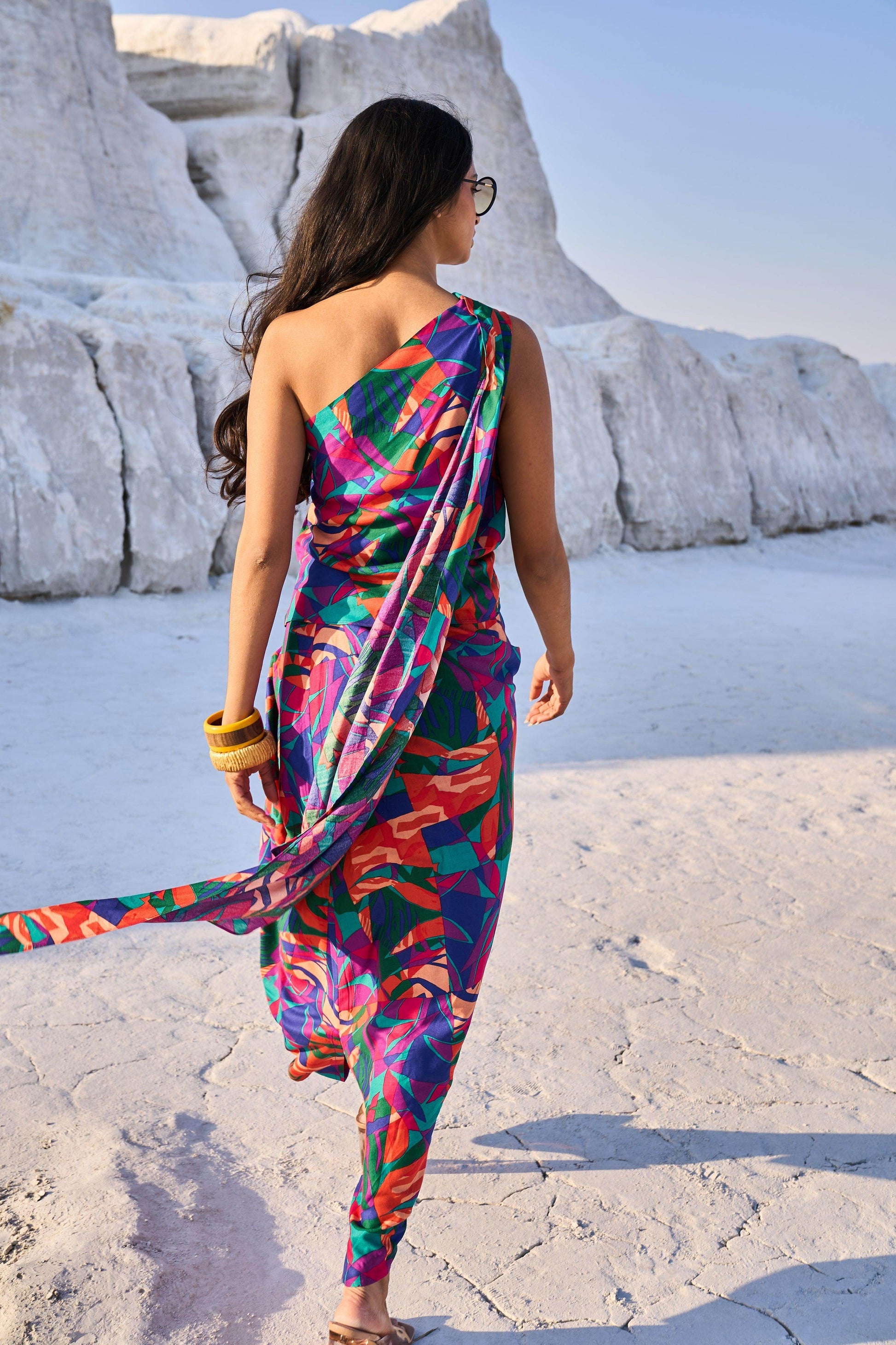 ABSTRACT PRINTED DRAPE SKIRT - dash and dot