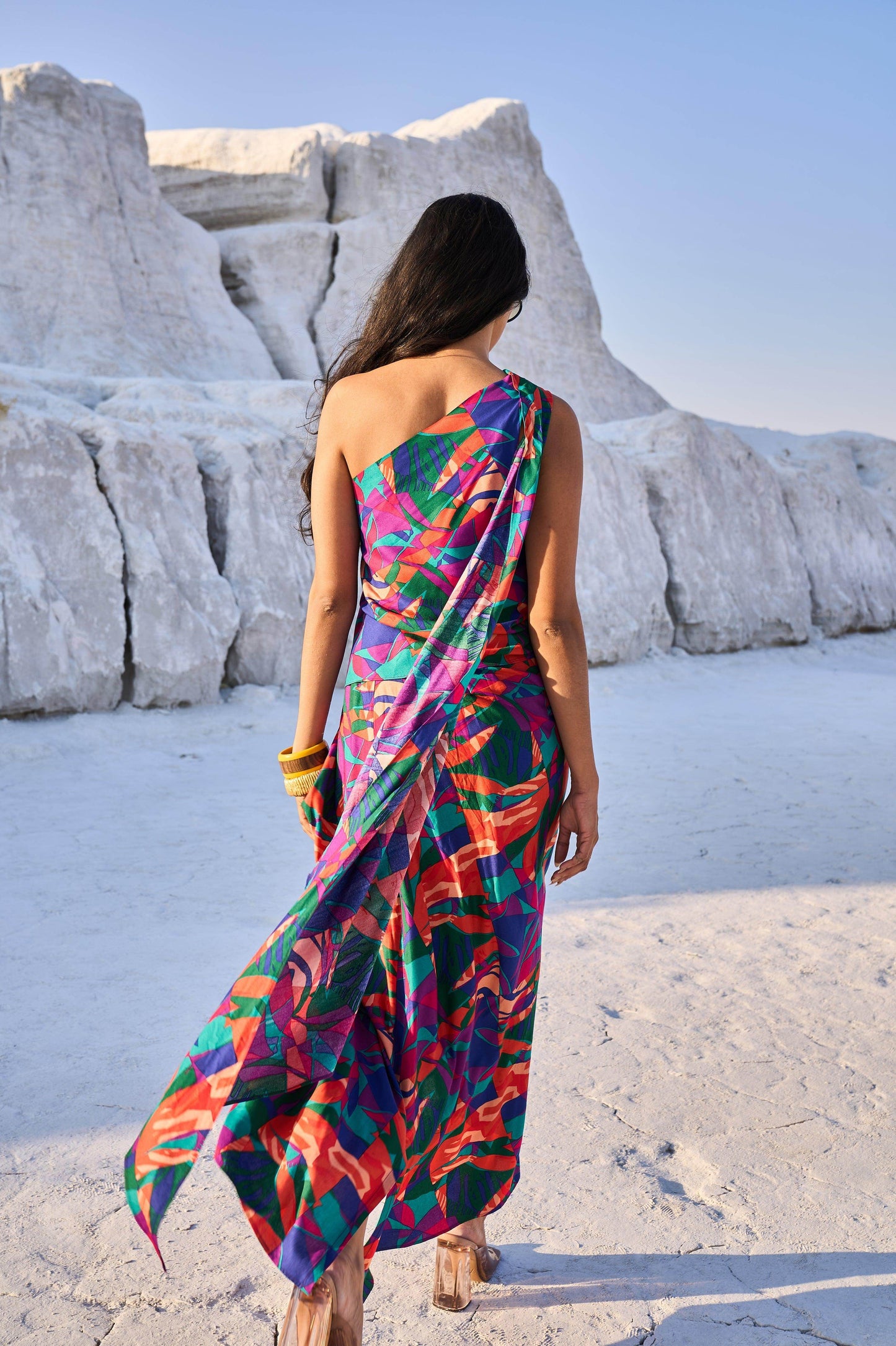 ABSTRACT PRINTED DRAPE SKIRT - dash and dot