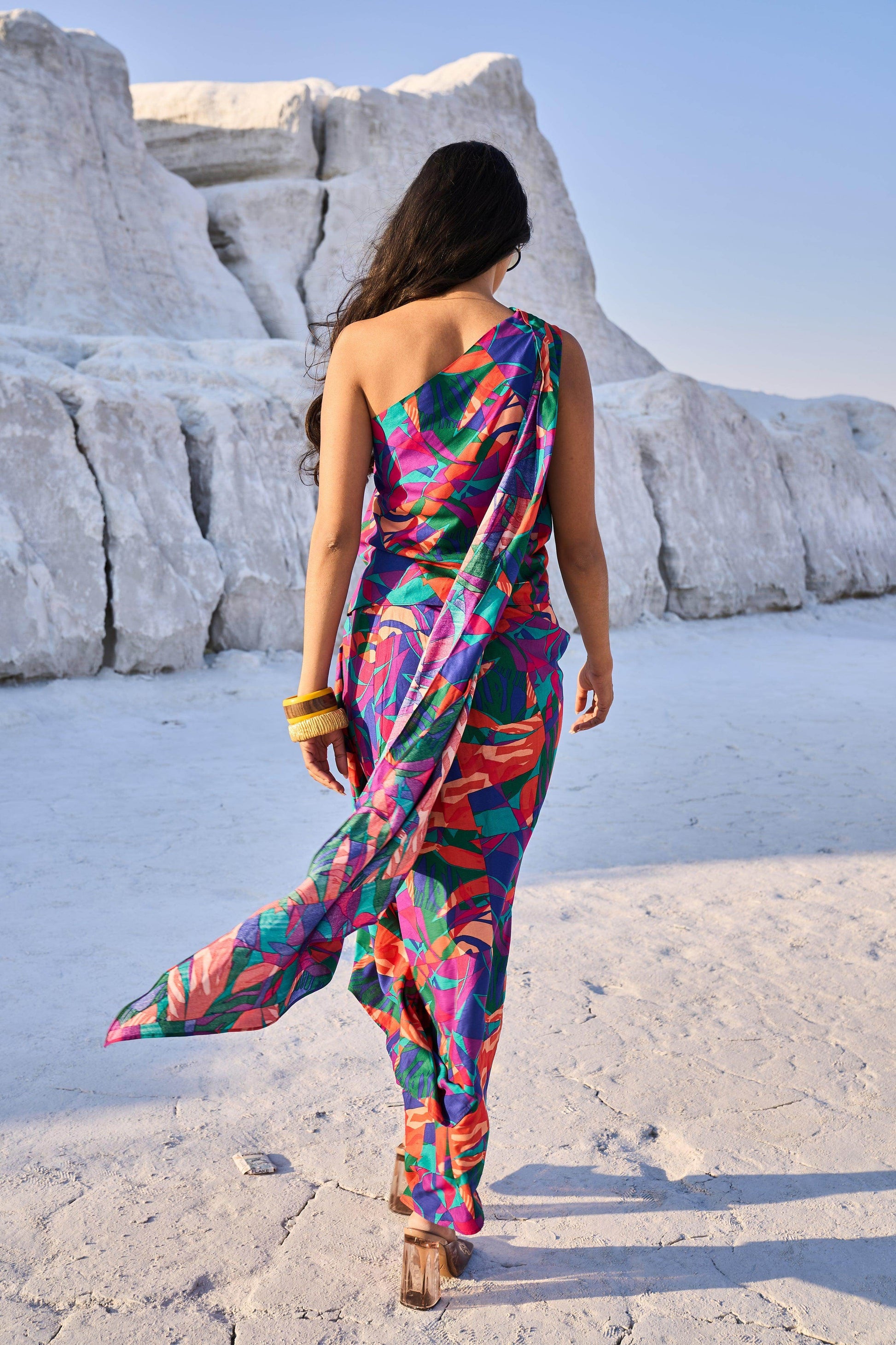 ABSTRACT PRINTED DRAPE SKIRT - dash and dot