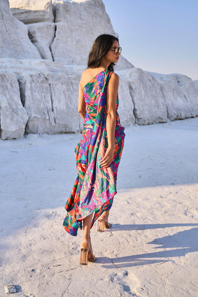 ABSTRACT PRINTED DRAPE SKIRT - dash and dot dash and dot