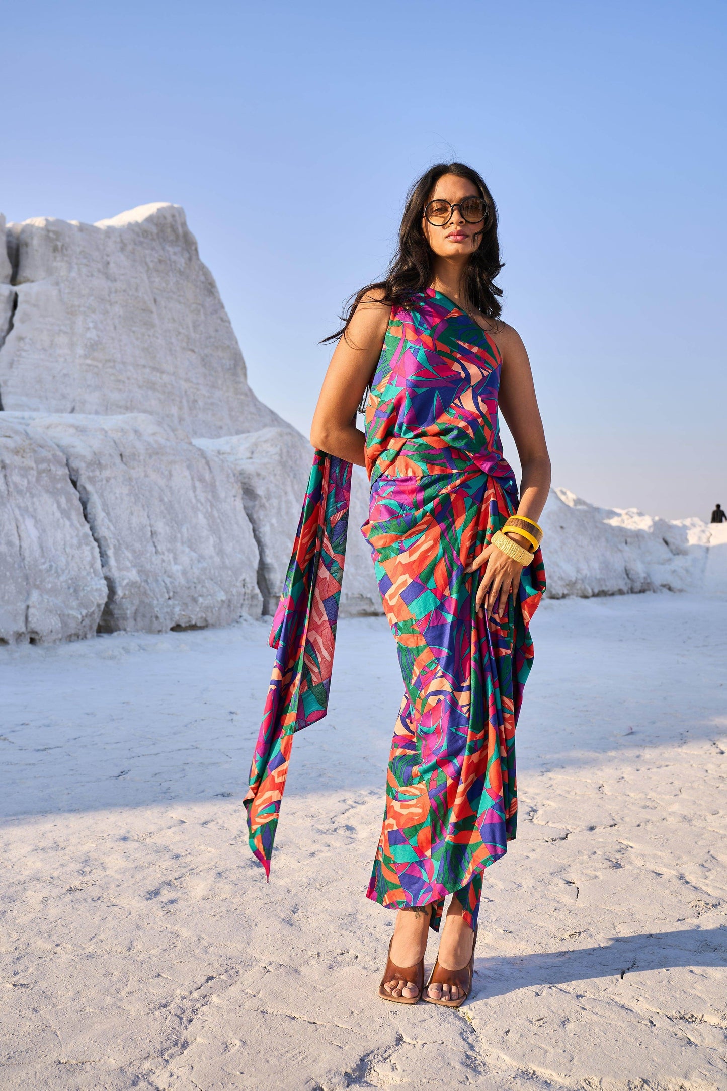 ABSTRACT PRINTED DRAPE SKIRT - dash and dot