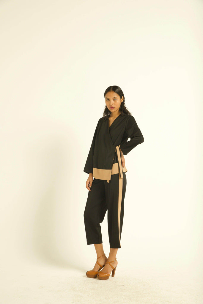 SIDE TIE COLOUR BLOCK CO-ORD SET - dash and dot dash and dot