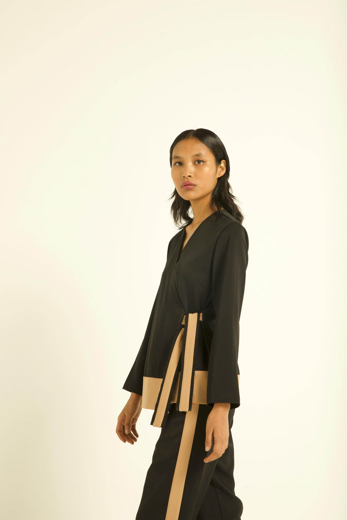 SIDE TIE COLOUR BLOCK CO-ORD SET - dash and dot dash and dot