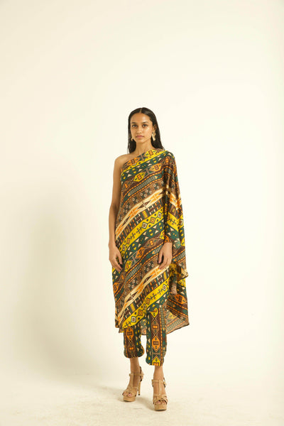 ONE SHOULDER PRINTED SET - dash and dot