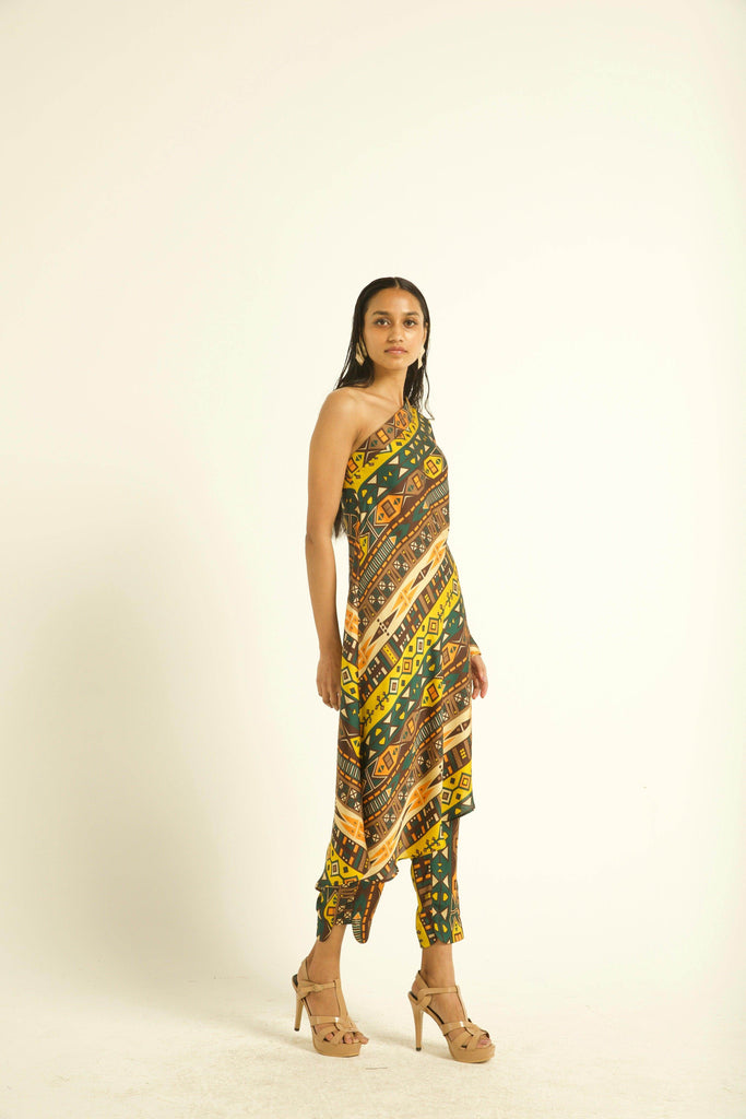 ONE SHOULDER PRINTED SET - dash and dot dash and dot