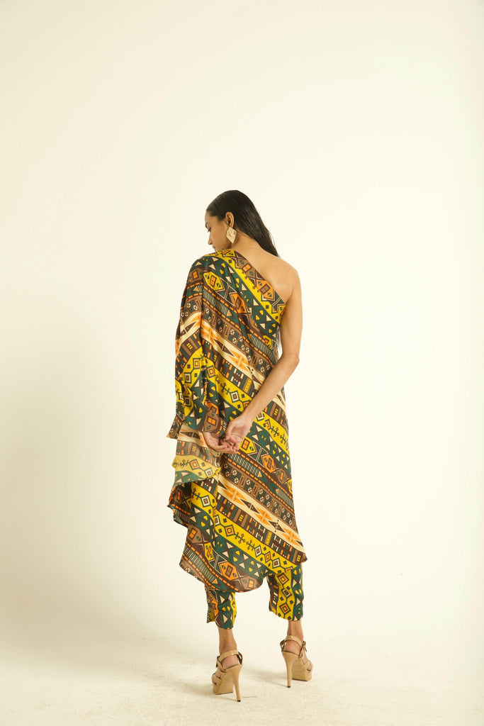 ONE SHOULDER PRINTED SET - dash and dot dash and dot