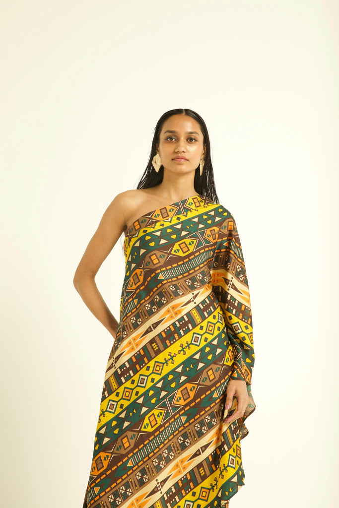 ONE SHOULDER PRINTED SET - dash and dot dash and dot