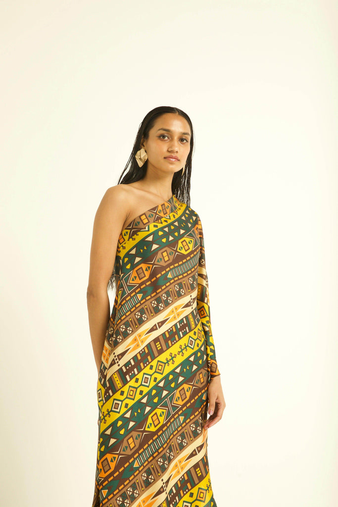 ONE SHOULDER PRINTED SET - dash and dot dash and dot