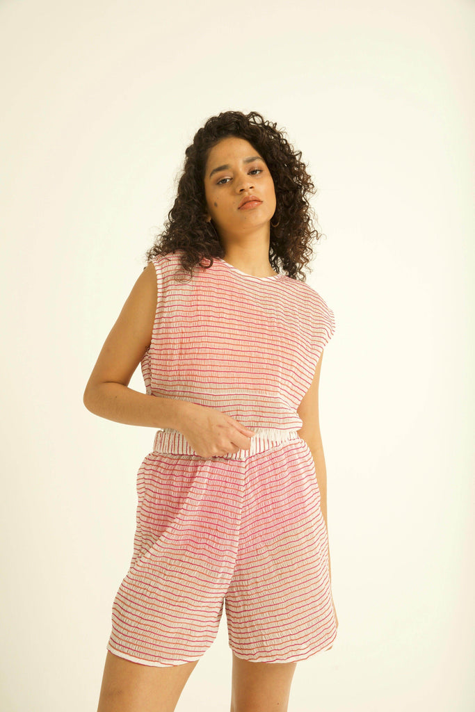 2 TONE SMOCKED SET - dash and dot dash and dot