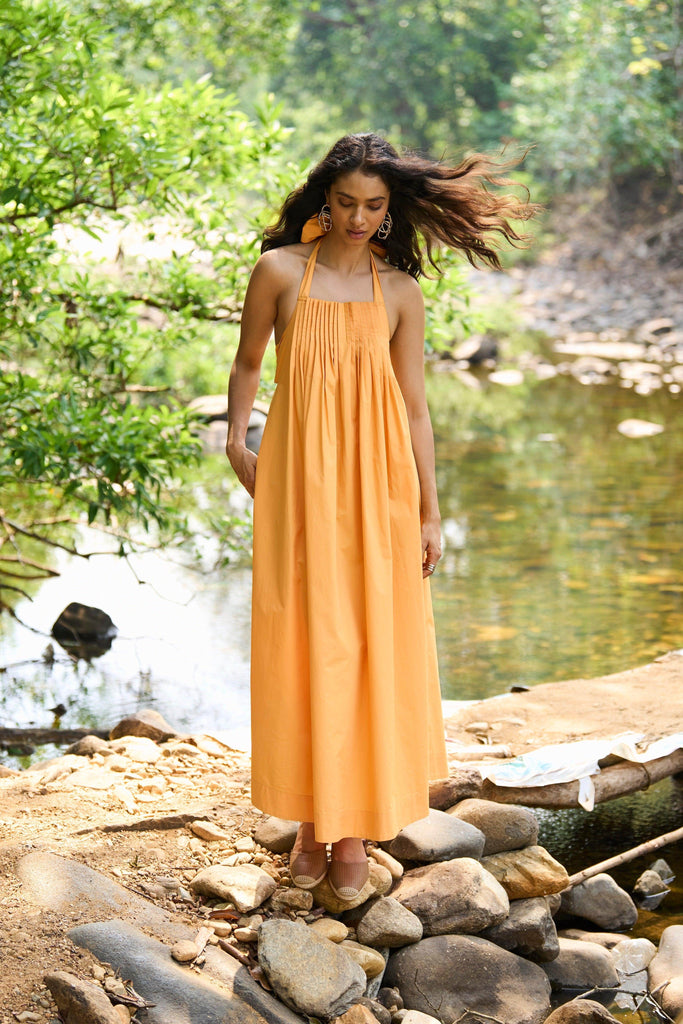 YELLOW POPLIN MIDI - dash and dot dash and dot