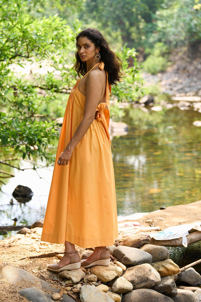 YELLOW POPLIN MIDI - dash and dot dash and dot