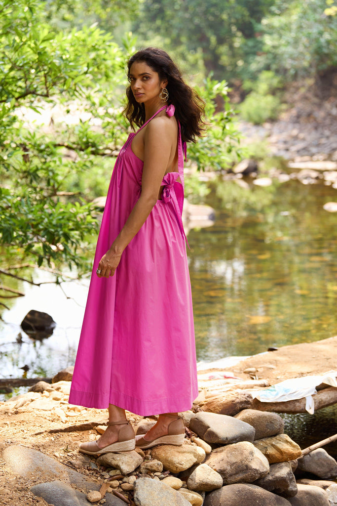 FUCHSIA POPLIN MIDI - dash and dot dash and dot