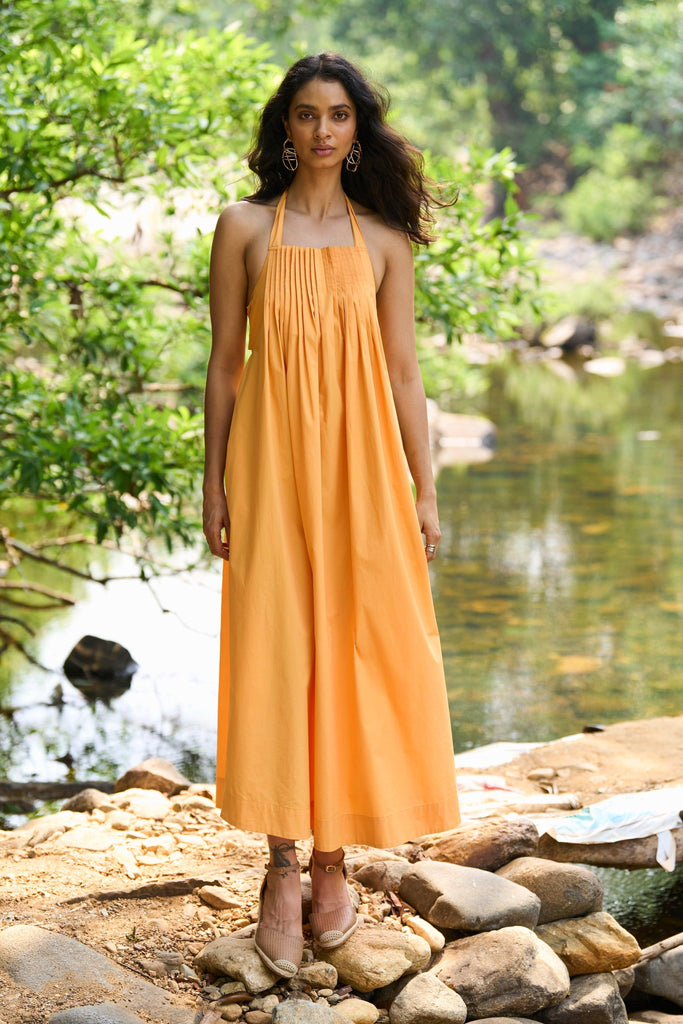 YELLOW POPLIN MIDI - dash and dot dash and dot