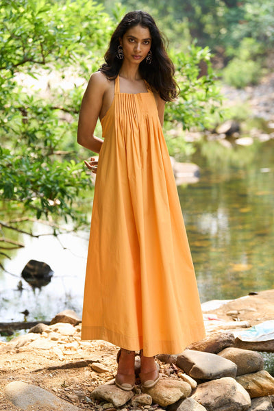 YELLOW POPLIN MIDI - dash and dot